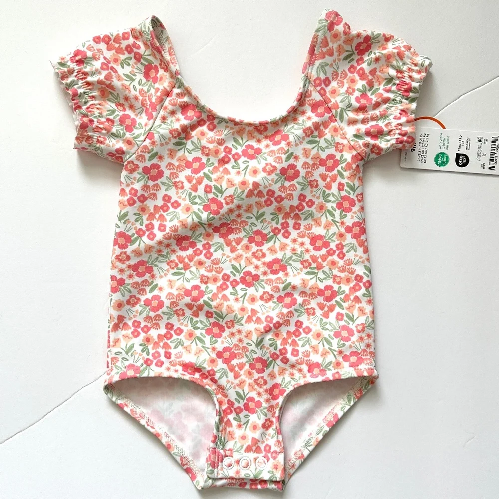 NWT Carter's Baby Girl Bathing Suit Size 9M Floral Bow
